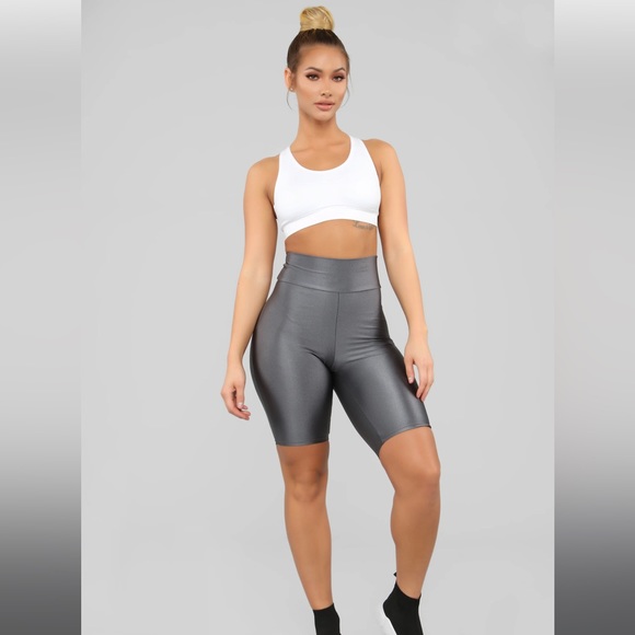 Charcoals Gray Spandex Biker Shorts - Picture 2 of 6
